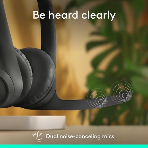 Logitech Wireless Headset 981-001468 Bluetooth 5.3 20 Hours Battery Life, Active Noise Cancellation, On-Ear Audio Device