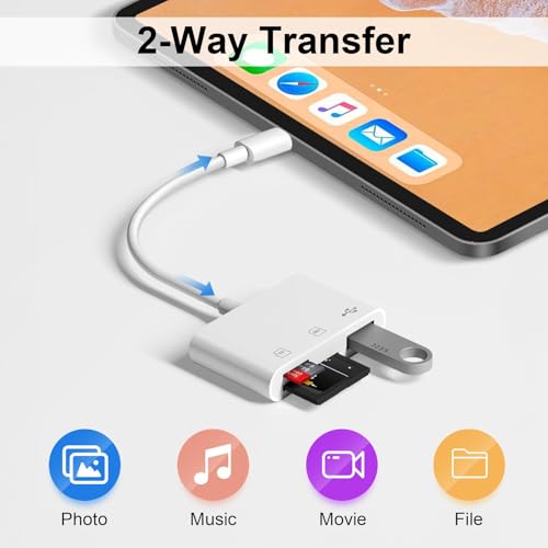 MOKEMAKE SD Card Reader PGDKQ-3 Lightning Connectivity, 2 Slots, 480 Mbps