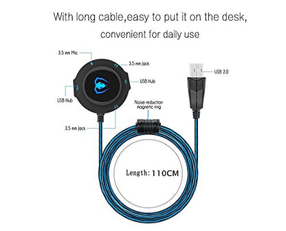 Micolindun External Sound Card GM-280blue USB Audio Adapter with 3.5mm Ports