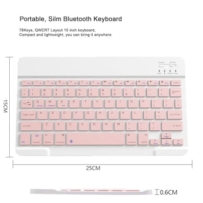 LOOBOAKY Wireless Keyboard QWERTY 78 Keys Pink Ergonomic Bluetooth Rechargeable for Tablets