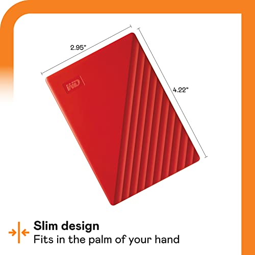 WD 2TB My Passport Portable External Hard Drive USB 3.0 Red