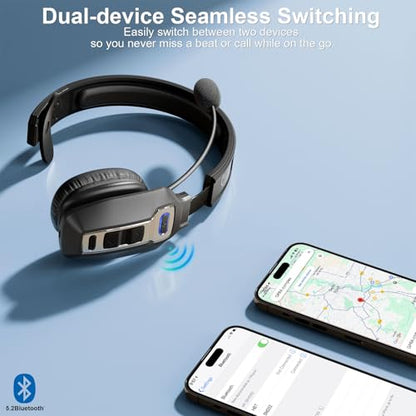 BRAMMAR BM202 Black Trucker Bluetooth Headset Wireless, Bluetooth Version 5.2, Dynamic Driver, 15m Range, 65 Hours Battery Life