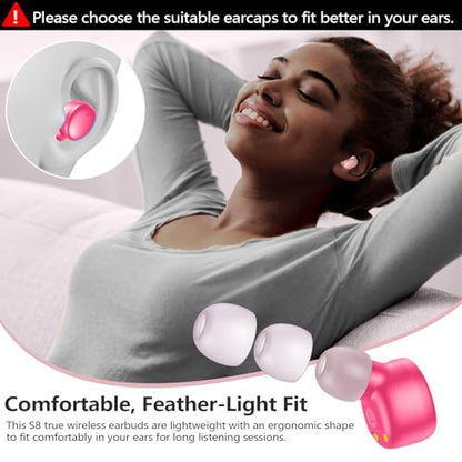 MOZOTER S8 Wireless Earbuds Bluetooth 5.3 Lightweight Ergonomic In-Ear Headphones
