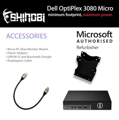 Dell 7 x 7 x 1.4 inches OptiPlex 3080 Micro PC | Intel Core i5-10500T | 16GB RAM | 512GB SSD | Windows 11 Pro | DisplayPort