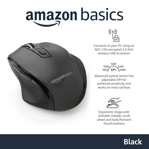 Amazon Basics Wireless Optical Mouse 2.4GHz Black G6B-BK