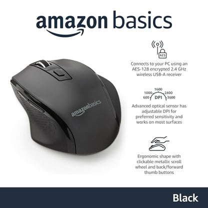 Amazon Basics Wireless Optical Mouse 2.4GHz Black G6B-BK