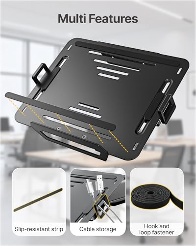monTEK 12-18 Inch Laptop Tray - Heavy-Duty Steel Wall and Desk Mount, VESA 75x75/100x100