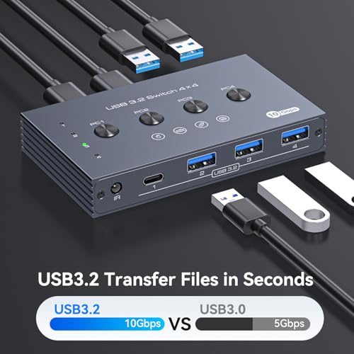 TJCXELE 1 Count TJUS-03USB Switch 202E USB 3.2 4-Port