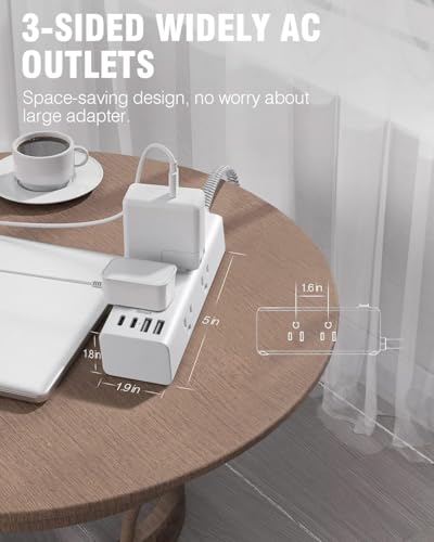 One Beat 10 Count 125 Volts OB6W3C Surge Protector Power Strip with 10 Outlets and 3 USB Ports