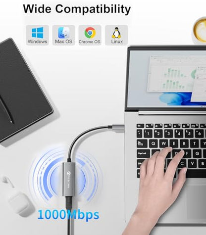 Reborn 1 Count USB C to Ethernet Adapter, 1000 Mbps, Ethernet, USB 3.0 Type C, Silver