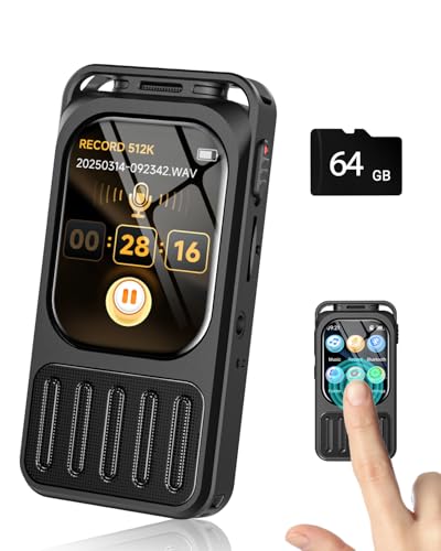 XIXITPY 64GB V78-1 Digital Voice Recorder with 2" Screen and Dual Microphone