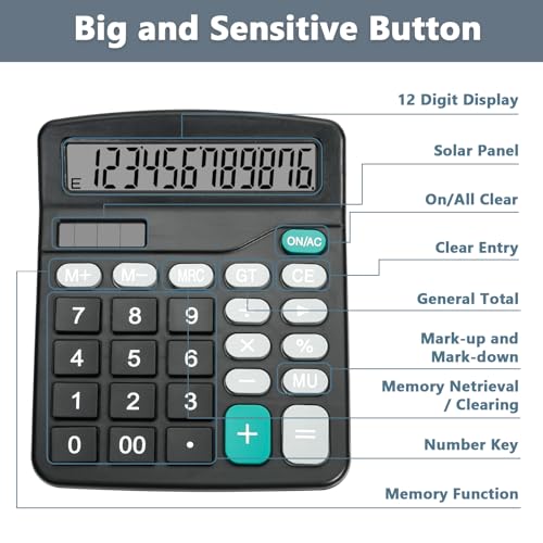 DANRONG 4.72" x 5.9" CA-03 LCD 10cm Desktop Calculator, Solar & Battery Powered