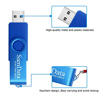 SamData 32GB USB Flash Drive 2 Count USB 2.0 High-Speed Read/Write Memory Stick
