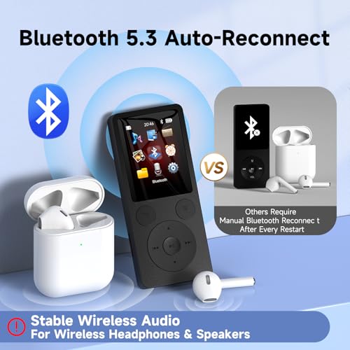 ODEJOI 64GB X91 MP3 Player 1.8" LCD Display Bluetooth 5.3