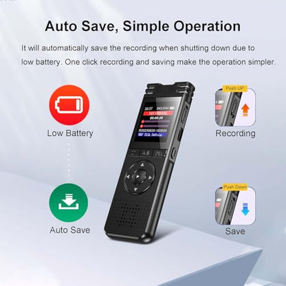 arungo 128GB ZD70 1.44 Inches Digital Voice Recorder Dictaphone Device