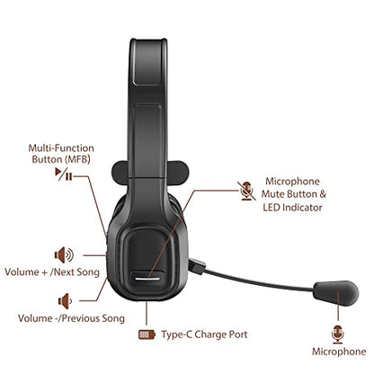 COMEXION BH-M100 Bluetooth Headset Wireless Noise Cancellation Communication Device for Adults