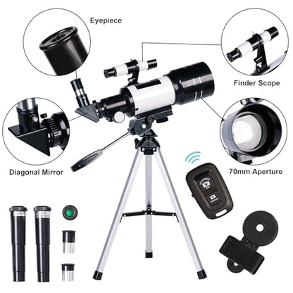 ToyerBee 70mm YC0001 Manual Focus Altazimuth Mount Portable Refractor Telescope
