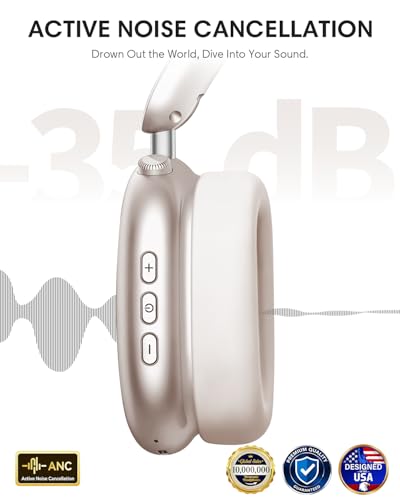 Wentronic Y02 Over Ear Headphones Bluetooth 5.4 Active Noise Cancellation 60 Hours Battery Life