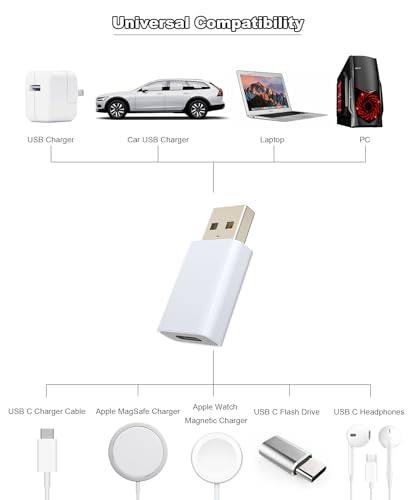 LMUBOY USB Male to USB-C Female Adapter Model RM White