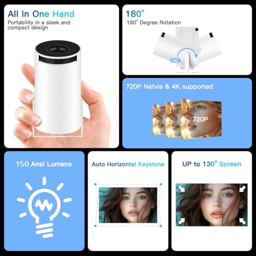 ENUOSUMA 6.3" x 5.5" x 7" HY300 Pro 1280 x 720 150 ANSI Lumens Portable LCD Projector