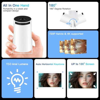 ENUOSUMA 6.3" x 5.5" x 7" HY300 Pro 1280 x 720 150 ANSI Lumens Portable LCD Projector