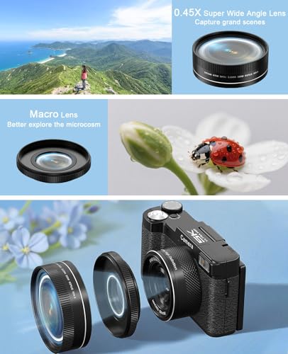 FLATIC CDR2H Compact 64 MP CMOS Digital Camera 5K Video AMOLED Display