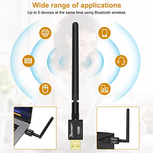 Techkey 5.3 Black-5.3-1 Bluetooth USB Adapter - 3Mbps Transfer Rate - 328ft Range
