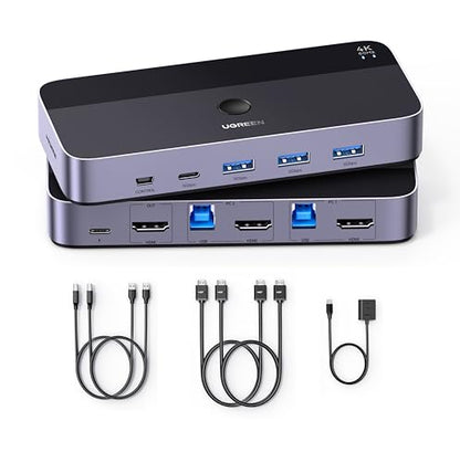 UGREEN KVM Switch 2-Port HDMI USB 3.0 Metal Controller 4K@60Hz