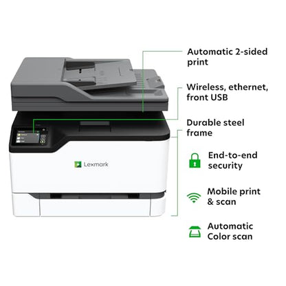 Lexmark CX431adw Color Laser Printer, 1200 x 1200 dpi, Multifunction, Network-Ready