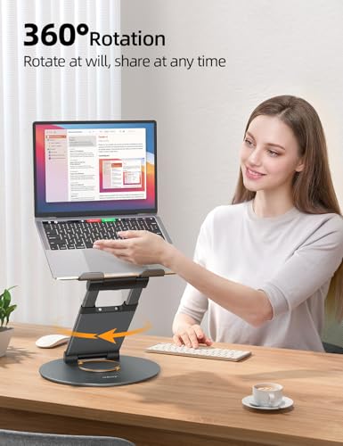Nulaxy 1-Count LS18 Adjustable Laptop Stand, Grey, Ergonomic Design, Tabletop Mounting, Compatible with Laptops up to 17 inches