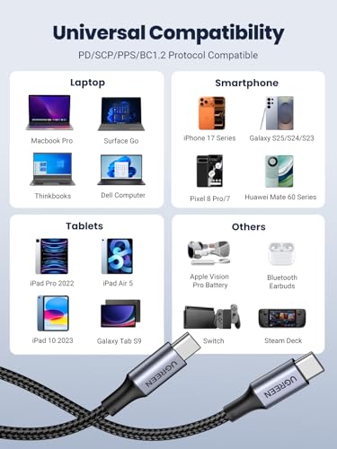 UGREEN 3.3FT USB Type C Cable 100W Fast Charge Male-to-Male Compatible with USB C Devices