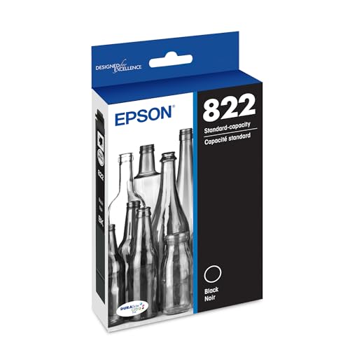 Epson T822120-S Genuine Ink Cartridge Black, 260 Page Yield, Compatible with WF-3820/3823/4820/4830/4833/4834