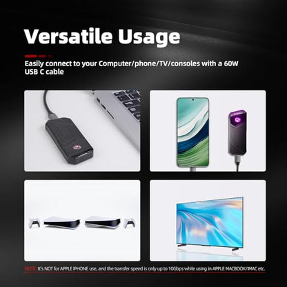 KingSpec 1TB Z5 External Solid State Drive - 2100MB/s Data Rate, USB-C, Zinc Alloy Enclosure, Compatible with Multiple Devices
