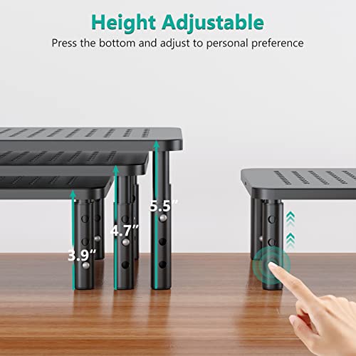 WALI Adjustable Monitor Stand RDTT03 for Desk, Ergonomic Design, Metal Black, 1 Pack