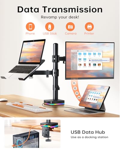 H&C 13-32" KHUS-M074-RGB Monitor & Laptop Mount, 1 Count, Adjustable, 18 lbs Capacity, VESA 75x75/100x100