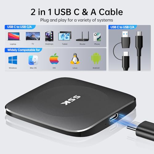 SSK 1TB External Solid State Drive SD451 USB 3.2 Gen2 USB C+A Portable SSD