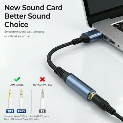 AUXNIU USB to 3.5mm Audio Adapter Model Number USBA3.5