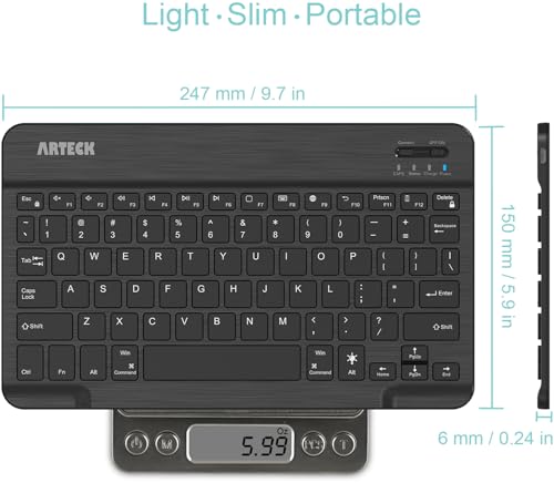Arteck 9.7" HB030B Wireless Bluetooth Keyboard QWERTY Rechargeable Scissor-Switch Portable Slim Keyboard