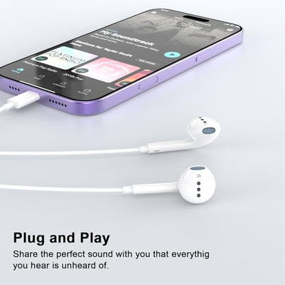 Matsusho 2 Pack SKFASTC-US129 Wired Headphones Lightning in-Ear Earbuds for iPhone