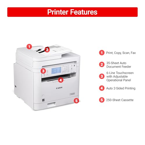 Canon imageCLASS MF287dw Monochrome Laser Printer, ADF, 600 x 600 dpi, 35 ppm, USB/Wi-Fi