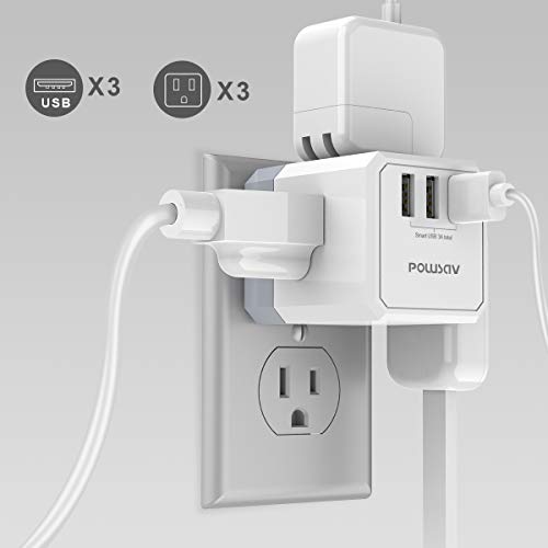 POWSAV 2.5"L x 1.9"W 1 NBW-119 125 Volts 15 Amps Compact USB Power Strip