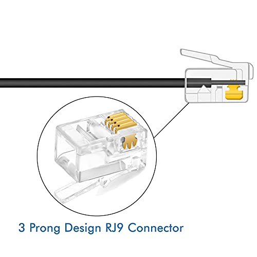NECABLES 6FT 300116-6FT-2P RJ9 4P4C Plug Male-to-Male Telephone Cable