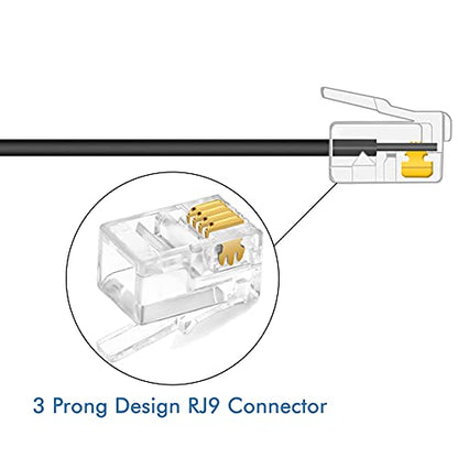 NECABLES 6FT 300116-6FT-2P RJ9 4P4C Plug Male-to-Male Telephone Cable