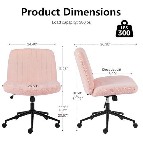 OLIXIS Criss Cross Chair 7262V2-TDPK Ergonomic Indoor Wide Seat Adjustable Rolling Armless Soft Fabric