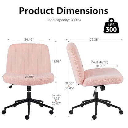 OLIXIS Criss Cross Chair 7262V2-TDPK Ergonomic Indoor Wide Seat Adjustable Rolling Armless Soft Fabric