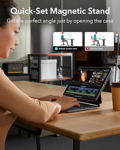 ESR iPad Air 11" Case with Keyboard Model 6B014 - Mechanical, QWERTY Keyboard, Bluetooth Connectivity, Flexible Layout