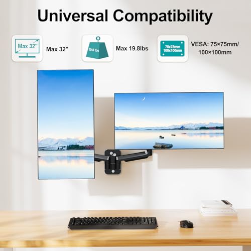 MOUNT PRO Dual Monitor Wall Mount 13-32 Inch, Model PR7002, Articulating, VESA 75x75/100x100