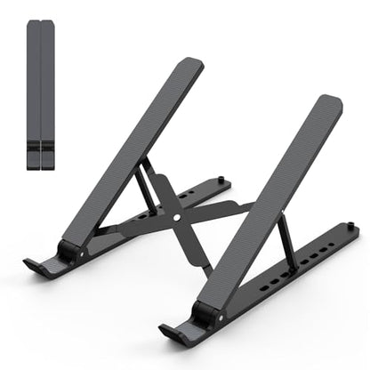Tonmom Laptop Stand 10.5" x 1.96" x 0.68" Adjustable Metal/ABS/ Silicone Laptop Holder with 7 Levels of Height Adjustment for 10-15.6" Laptops and Tablets