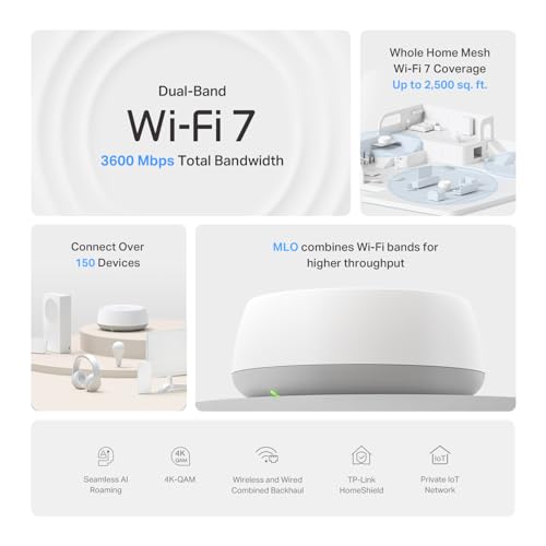 TP-Link Deco BE23 1-Pack Dual-Band Wi-Fi 7 Mesh Router | Up to 3600 Mbps, 2500 Sq.Ft Coverage, 2× 2.5G Ports | Remote Control, Internet Security, Parental Controls