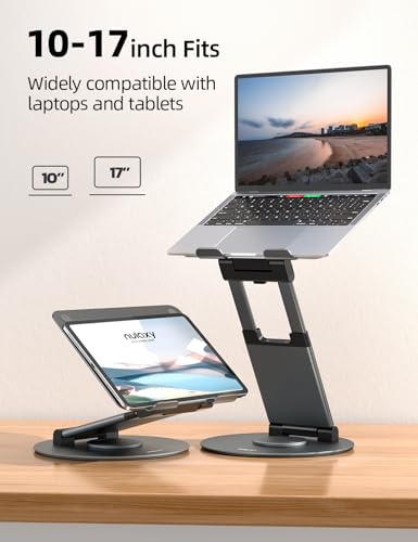 Nulaxy 1-Count LS18 Adjustable Laptop Stand, Grey, Ergonomic Design, Tabletop Mounting, Compatible with Laptops up to 17 inches